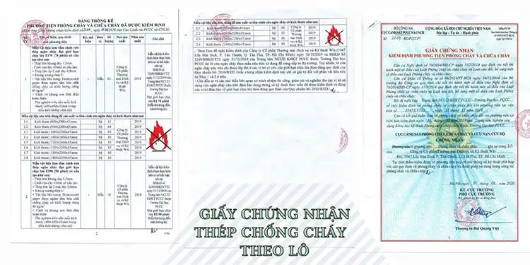 Mẫu giấy kiểm định cửa thép chống cháy theo lô