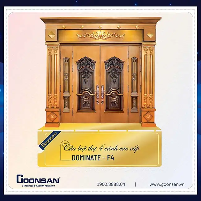 Cửa thép vân gỗ kiểu biệt thự hệ Goonsan đẹp mà bền