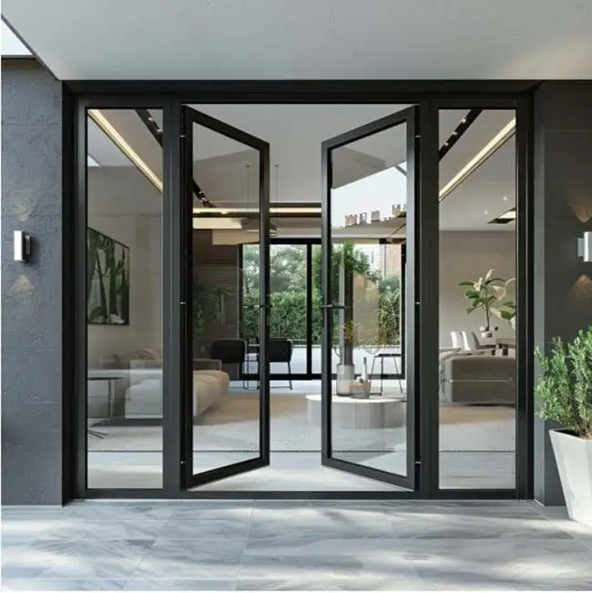 Cửa kính cường lực 2 cánh phòng khách đẹp 
