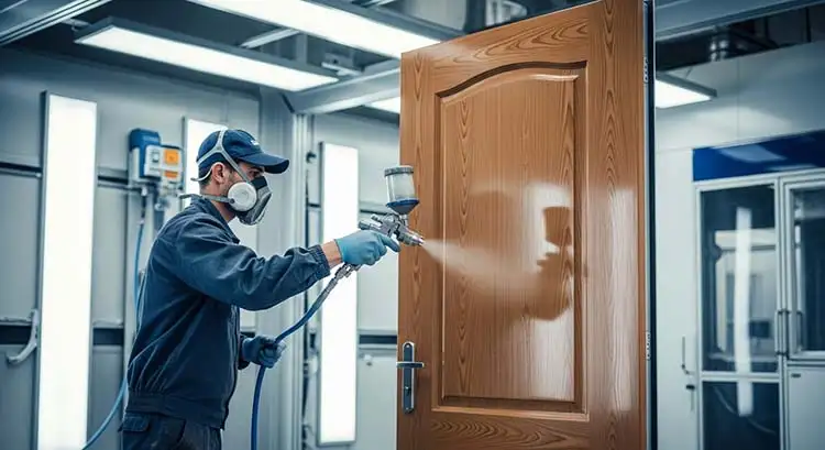 Phun sơn tĩnh điện trên cửa thép cao cấp thương hiệu Goonsan
