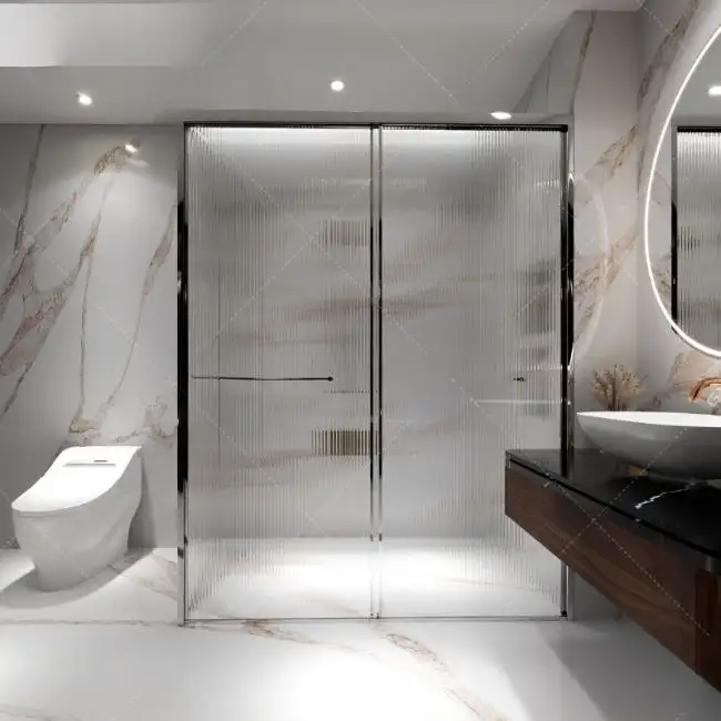 Mẫu cửa lùa nhà vệ sinh 2 cánh sang trọng được nhiều gia đình ưa chuộng