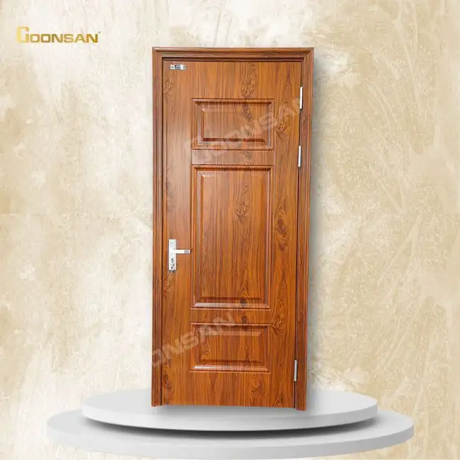 Cửa phòng ngủ nhôm màu vân gỗ sang trọng tạo cảm giác ấm cúng