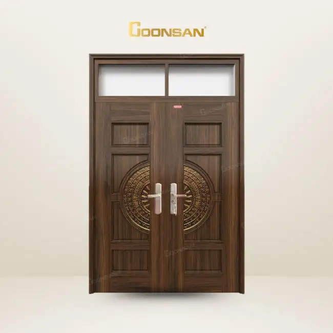 Cửa thép vân gỗ 2 cánh hệ Goonsan