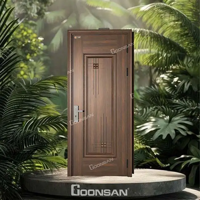 Cửa thép vân gỗ óc chó 1 cánh phù hợp làm cửa phòng ngủ, cửa thông phòng