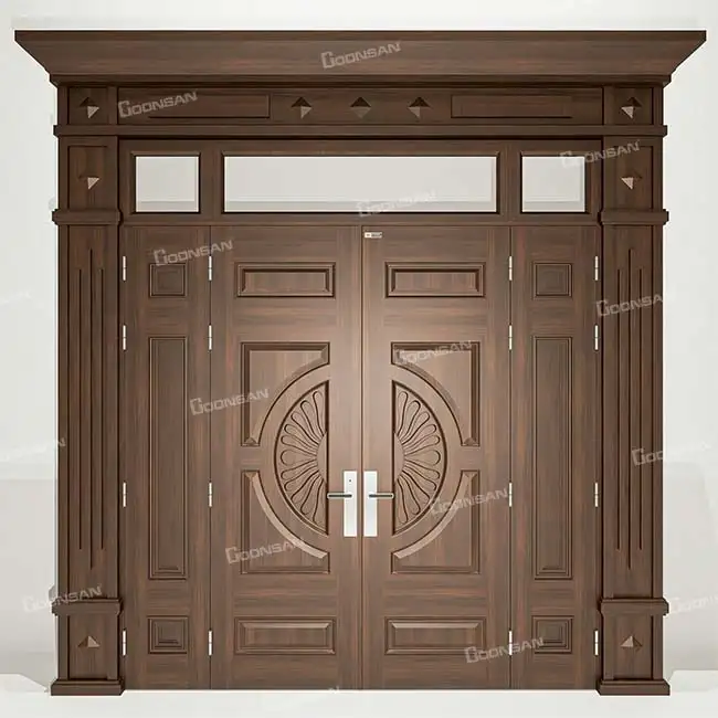 Mẫu cửa thép vân gỗ óc chó thương hiệu Goonsan cực sang trọng